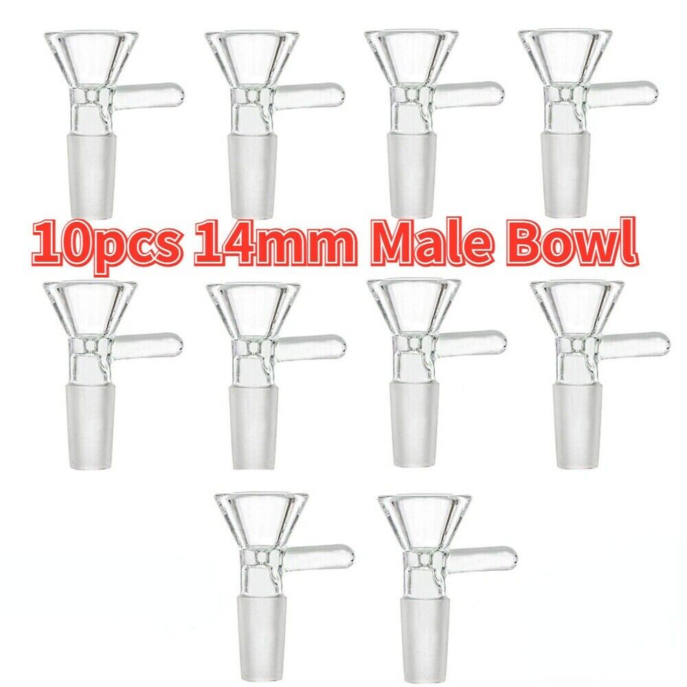 10pcs/set 14MM Male Clear Glass Bowl For Smoking Pipes Hookah Bong Accessories