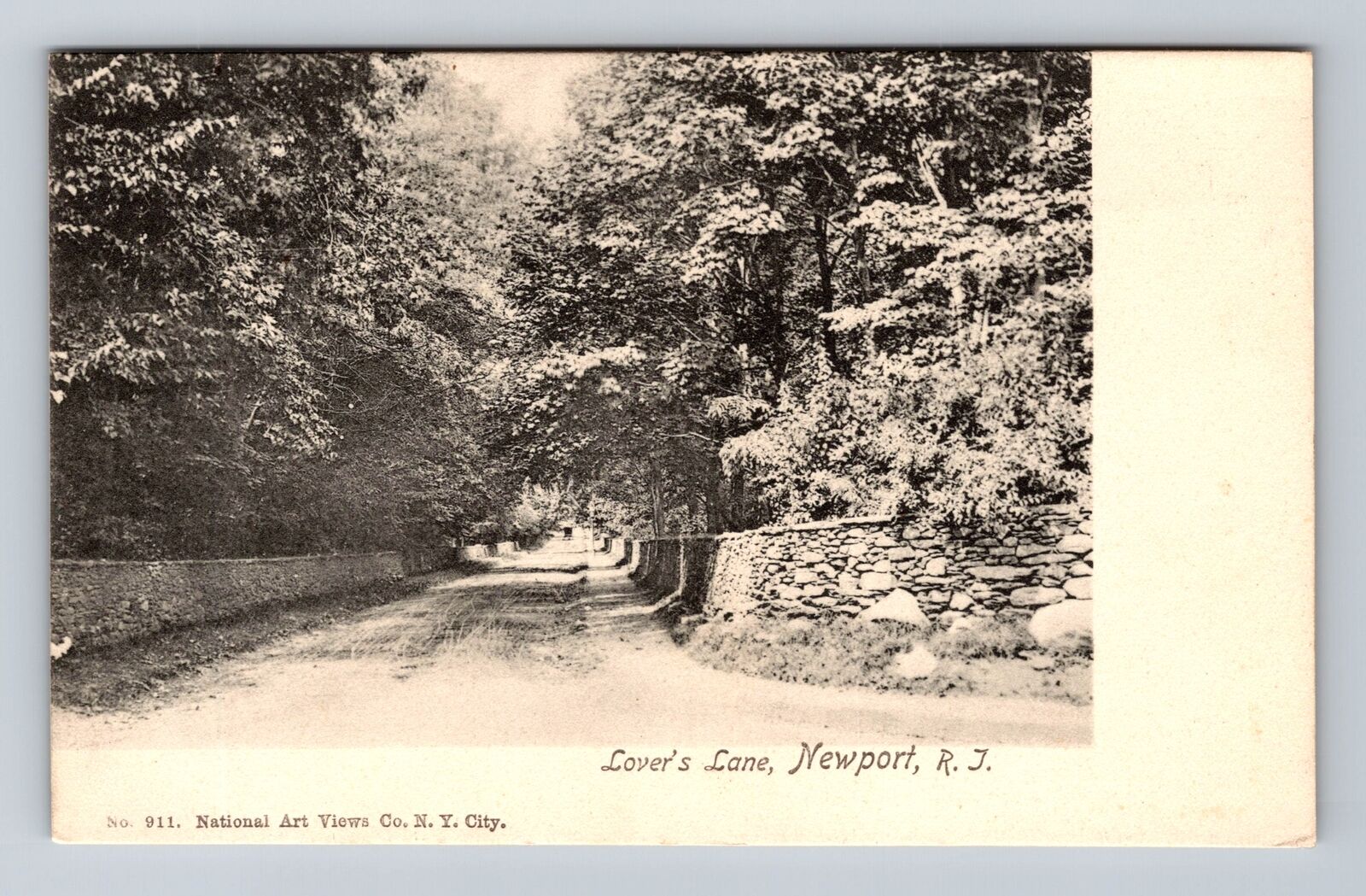 Newport RI-Rhode Island, Lover's Lane, Antique, Vintage Postcard