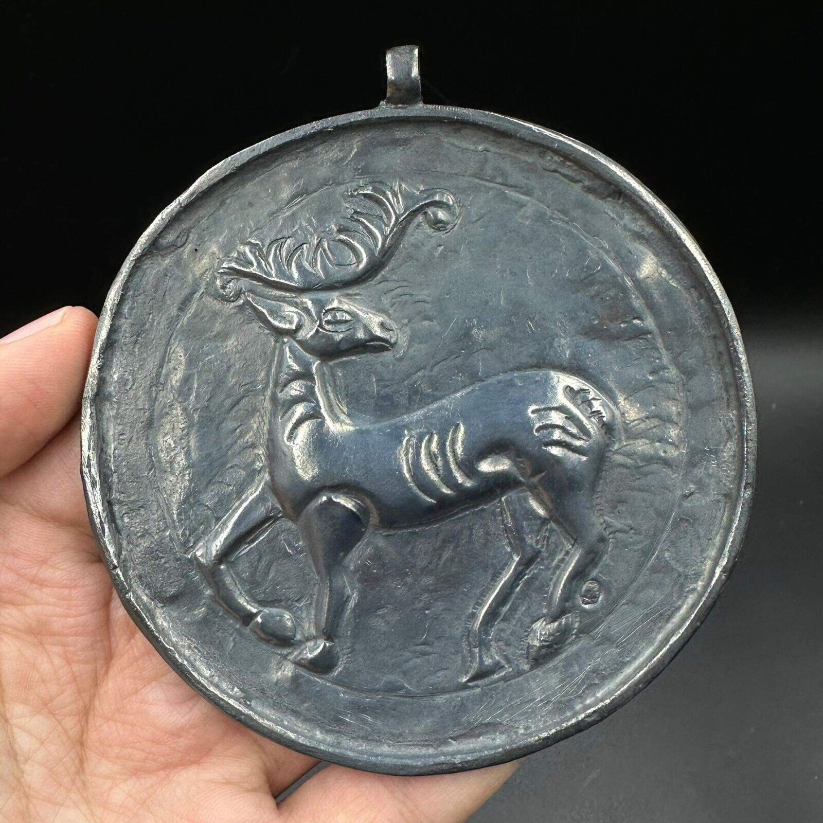 Ancient Sassanian Sassanid Solid Silver Pendant With Beautiful Deer Picture
