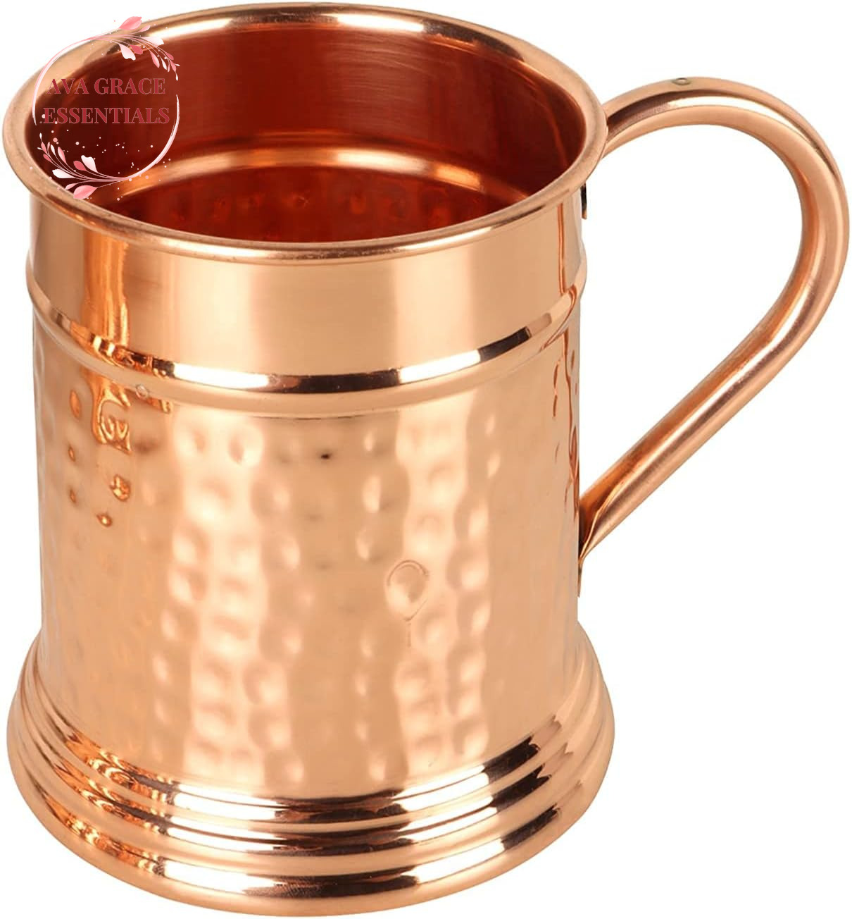 Hammered Moscow Mule Copper Mug | Handcrafted 100% Pure Copper Cup | Large 22...