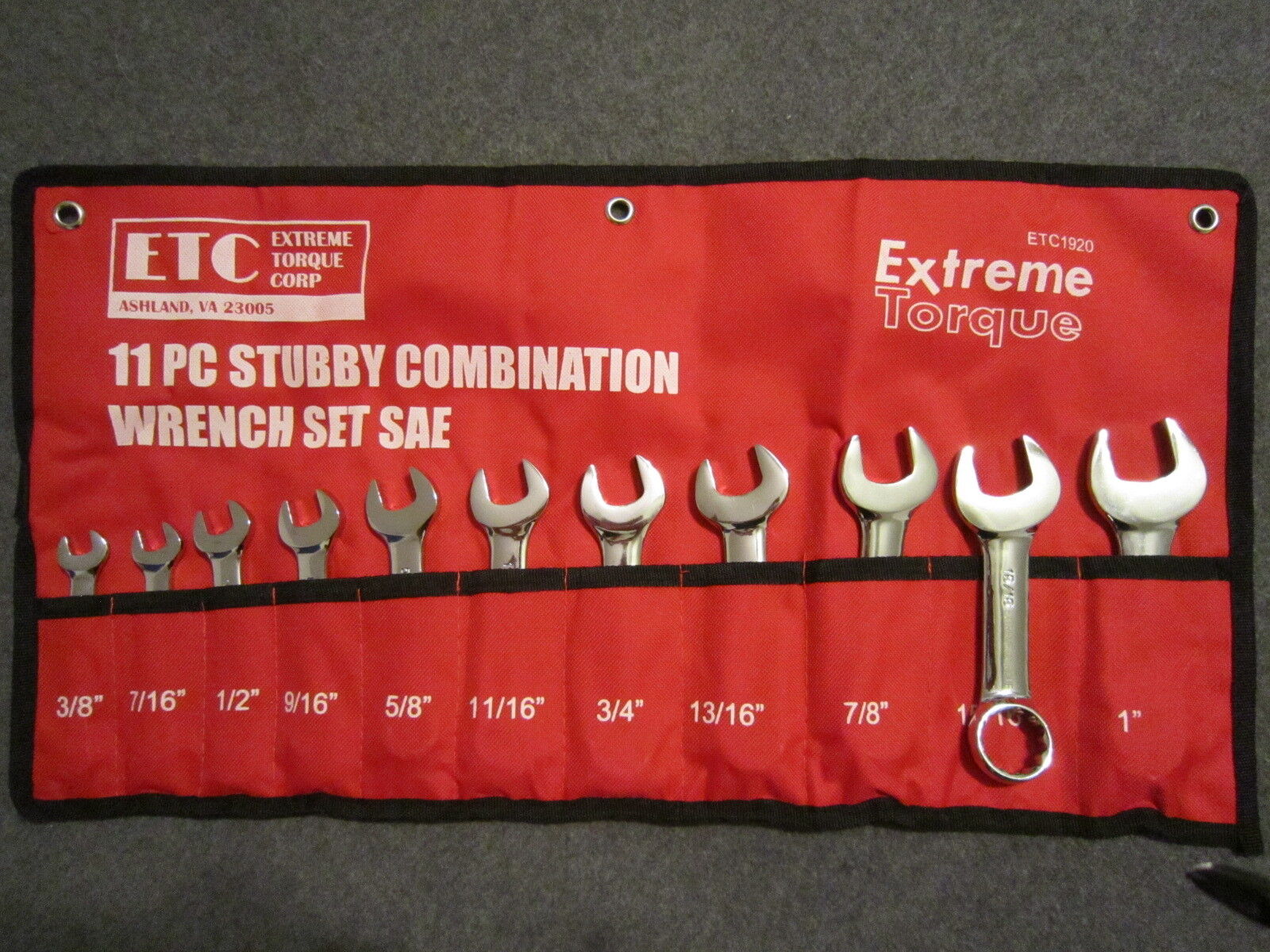 Extreme Torque 11 pc SAE Stubby Midget Combination Wrench Set 3/8\