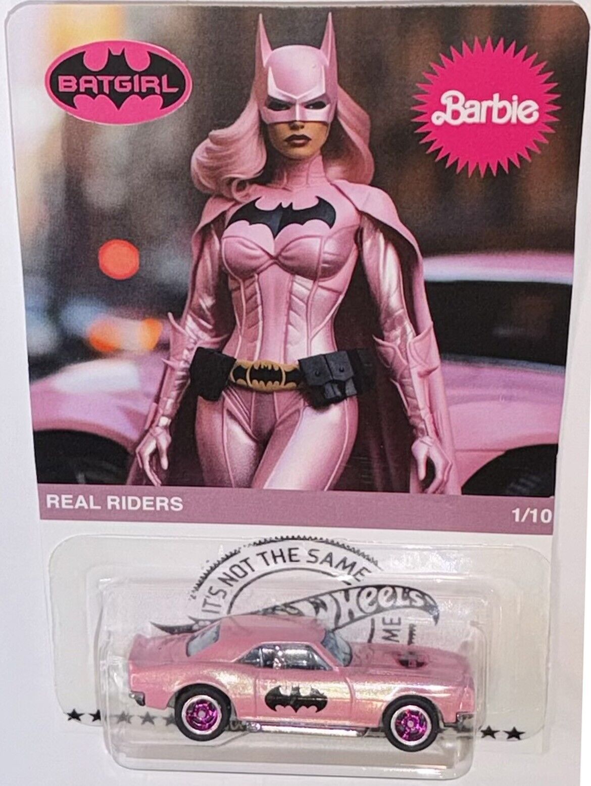 Pink \'67 Chevy Camaro CUSTOM Hot Wheels Barbie Batgirl Series w/ RR