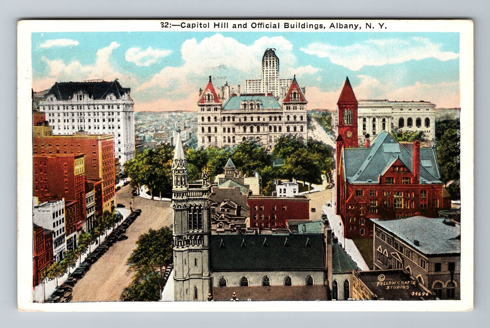 Albany NY-New York, Capitol Hill & Official Buildings Vintage c1932 Postcard