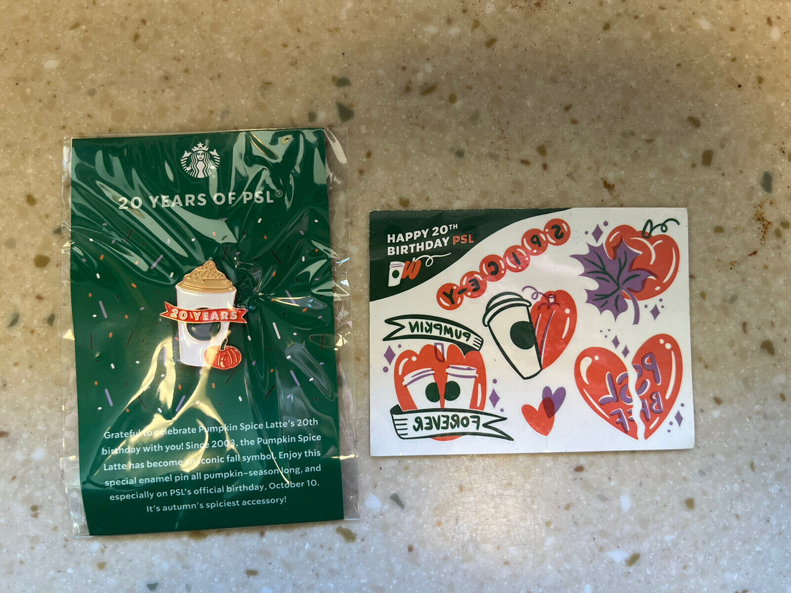 STARBUCKS Limited Edition 20 Years of PSL Enamel Pin + Temporary Tattoos 2023