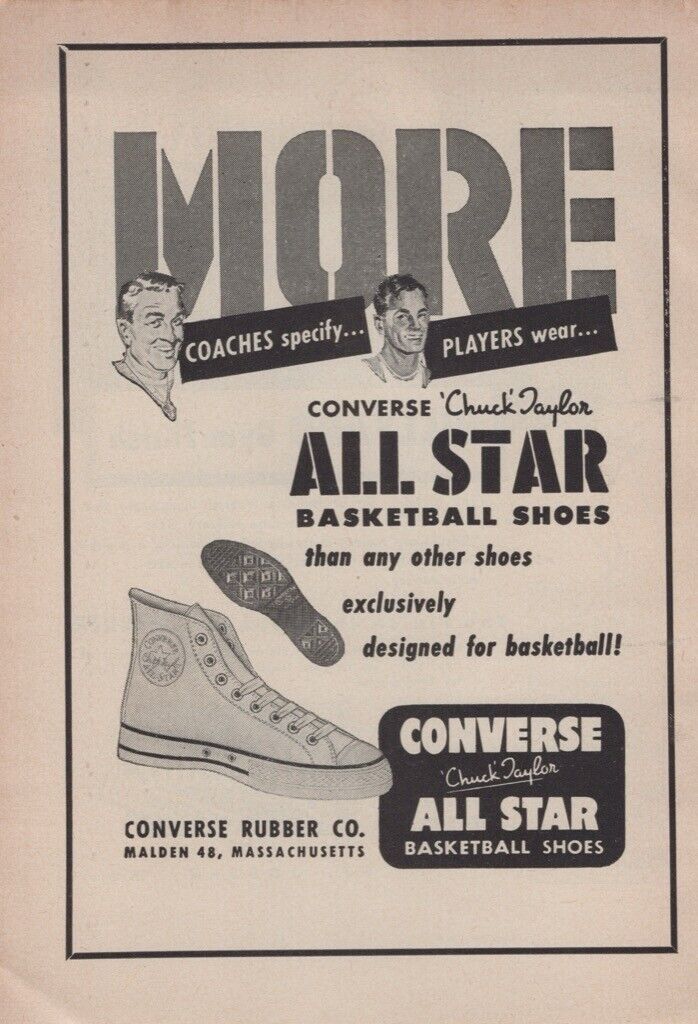 1954 Converse Basketball Sneakers Shoes Chuck Taylor All Star  Print Ad 1950s
