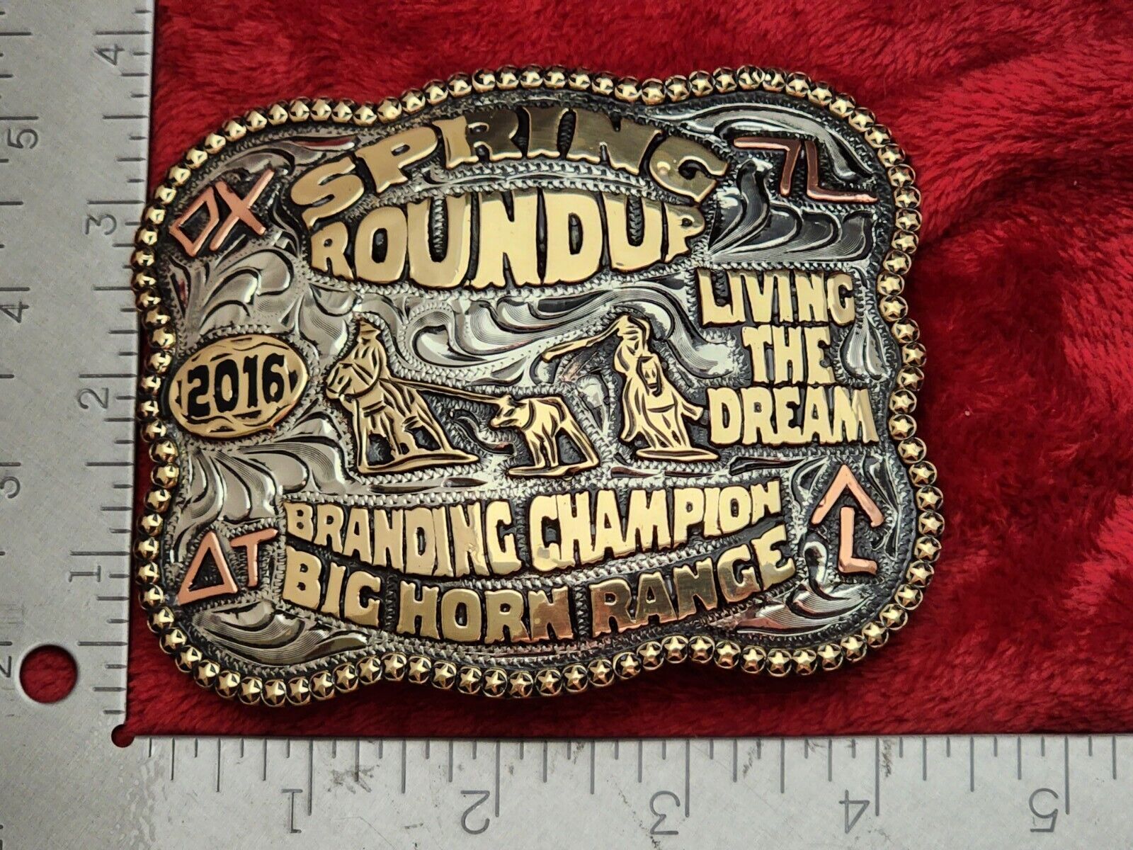 TEAM ROPING CHAMPION PRO RODEO TROPHY BUCKLE☆BIGHORN SPRING ROUNDUP 2016☆467