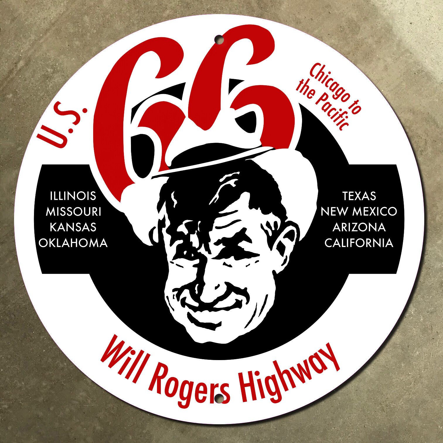 Will Rogers Highway US 66 mother road marker road sign shield 1952 16x16