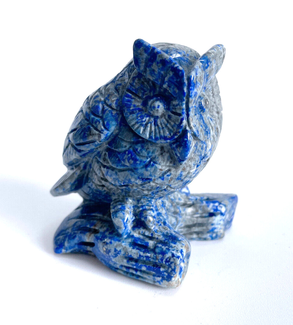 Home Decoration , 3.1 in Natural Lapis lazuli Carved Crystal Owl Skull Sculpture