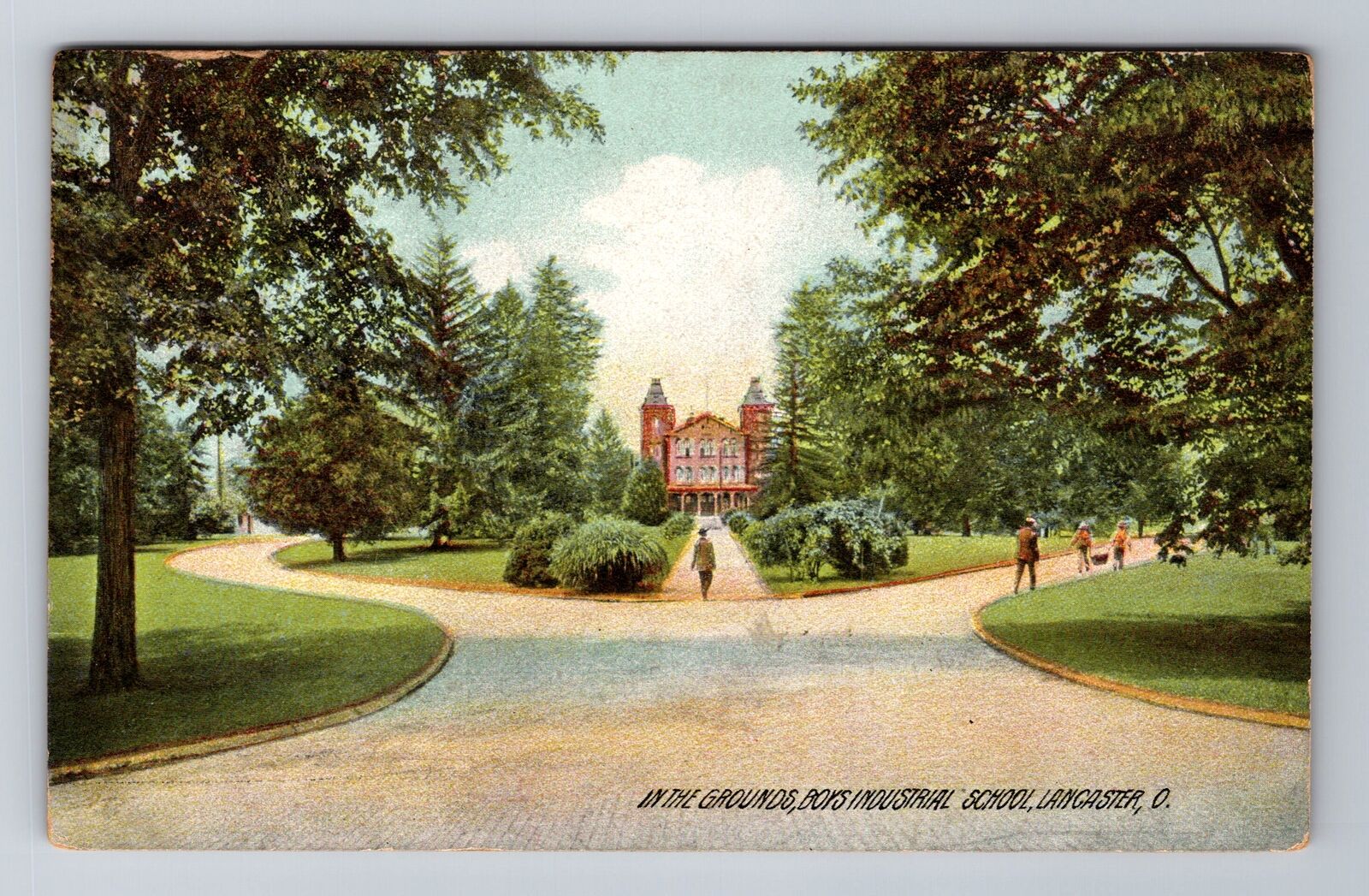 Lancaster OH-Ohio, Boys Industrial School Grounds, Antique, Vintage Postcard