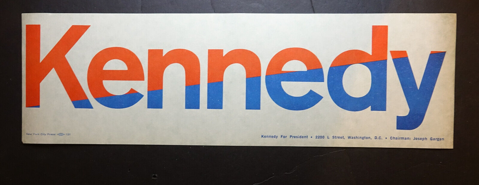 Old Original 1960\'s Robert Kennedy For President Bumper Sticker
