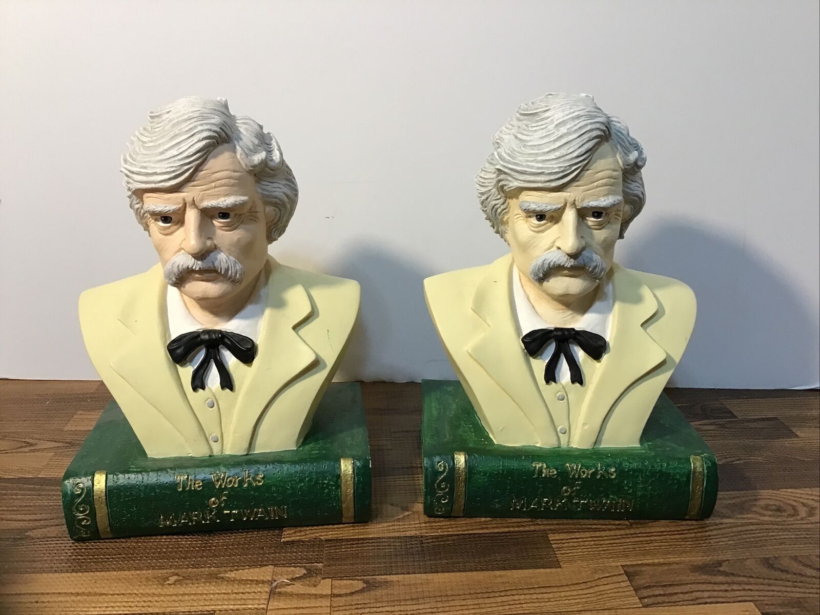 Rare Papel Freelance Mark Twain Bust Bookends. Hand painted Cool Look, Classy