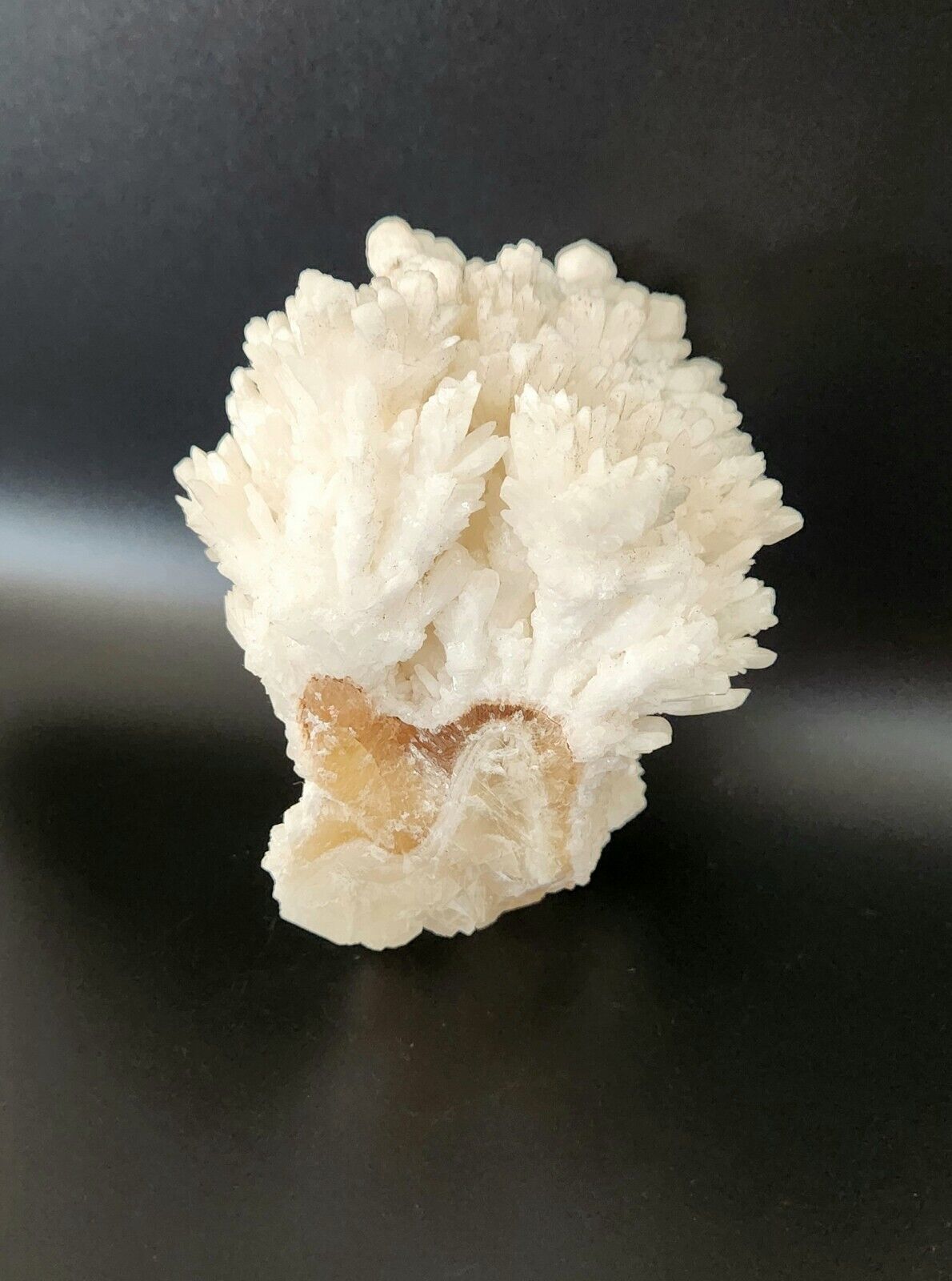 359g Natural White Aragonite Cave Calcite Amber Crystal Cluster Fine Mineral