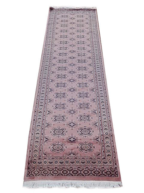 Genuine Lustrous Bokara Jaldar Rug Pink 246 x 79 cm carpet runners for halls