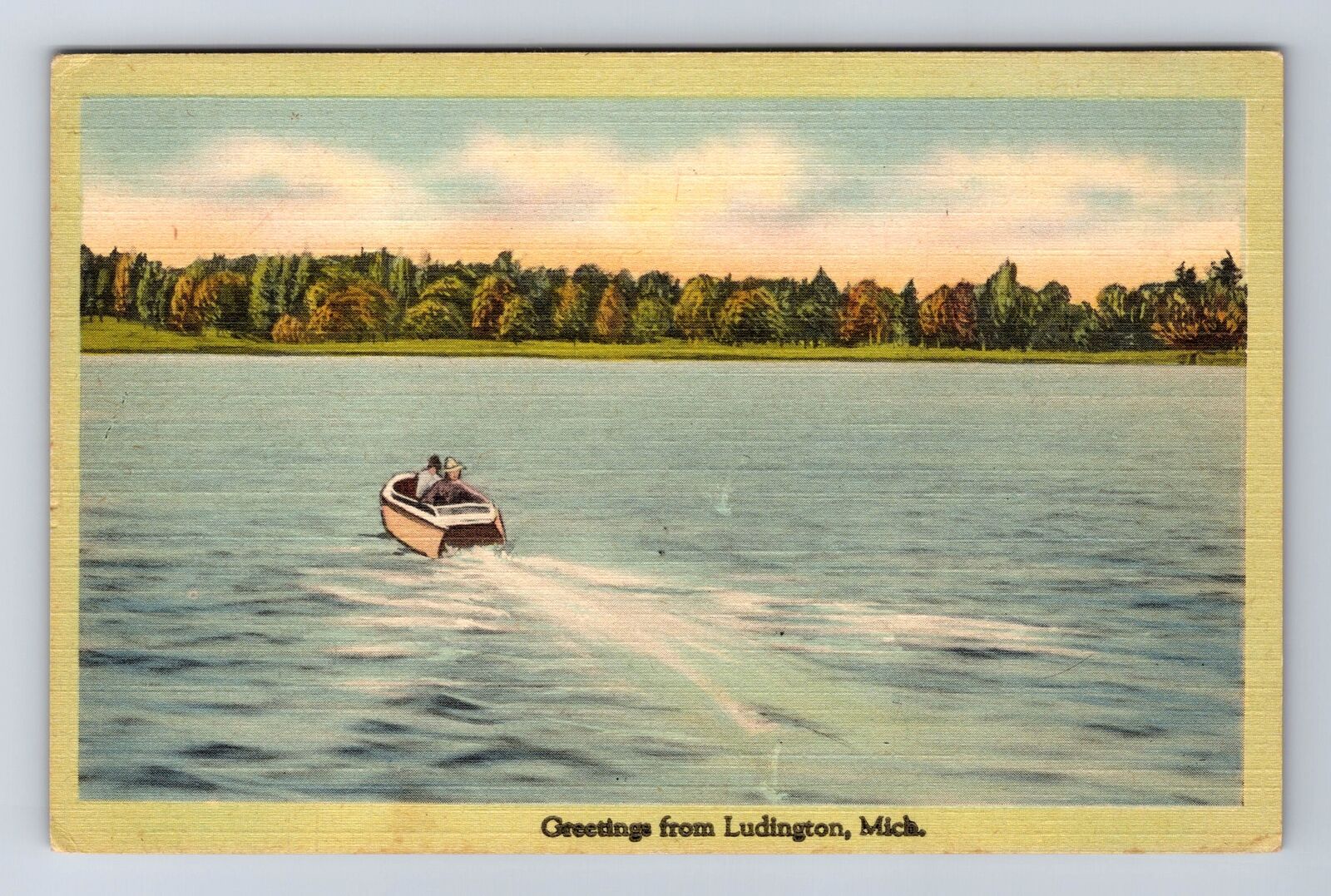 Ludington MI-Michigan, General Greetings, Boating on Lake, Vintage Postcard