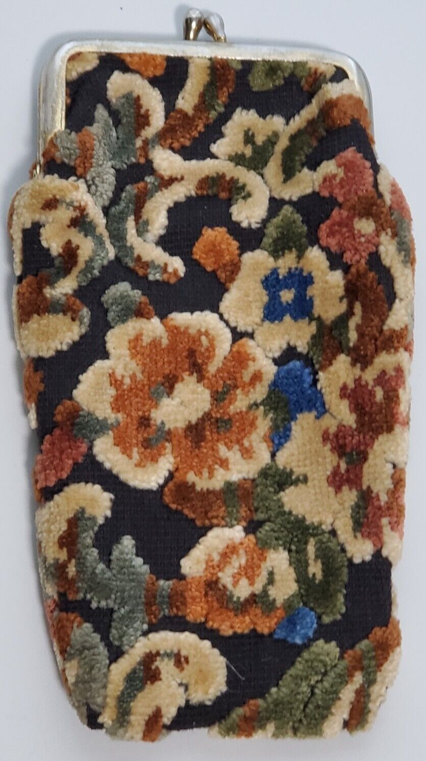 Vintage Floral Case Kiss Snap Closure Purse Pocket Retro