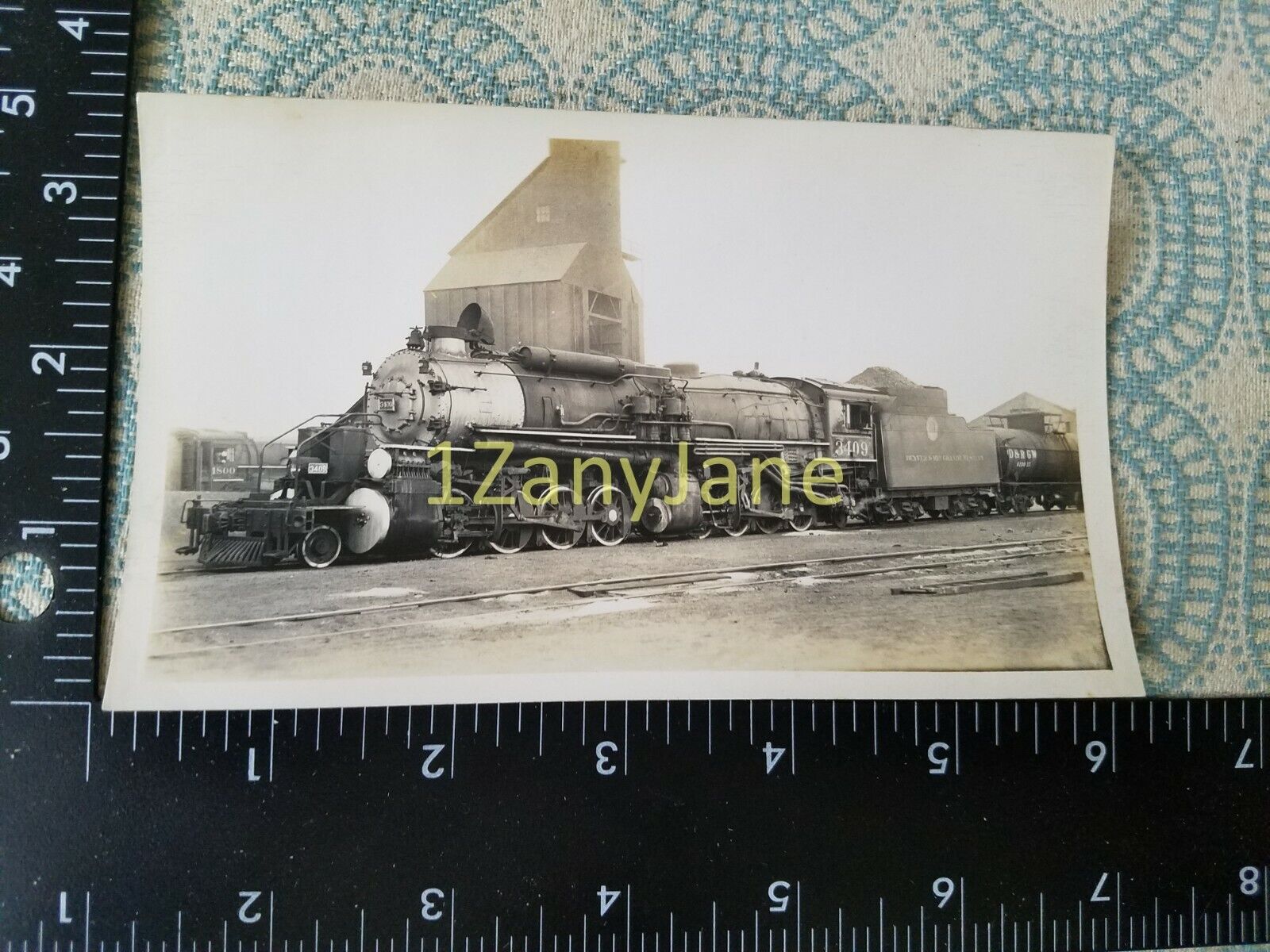 A175VINTAGE TRAIN ENGINE PHOTO Railroad D & RGW 3409, DENVER, CO 1938 