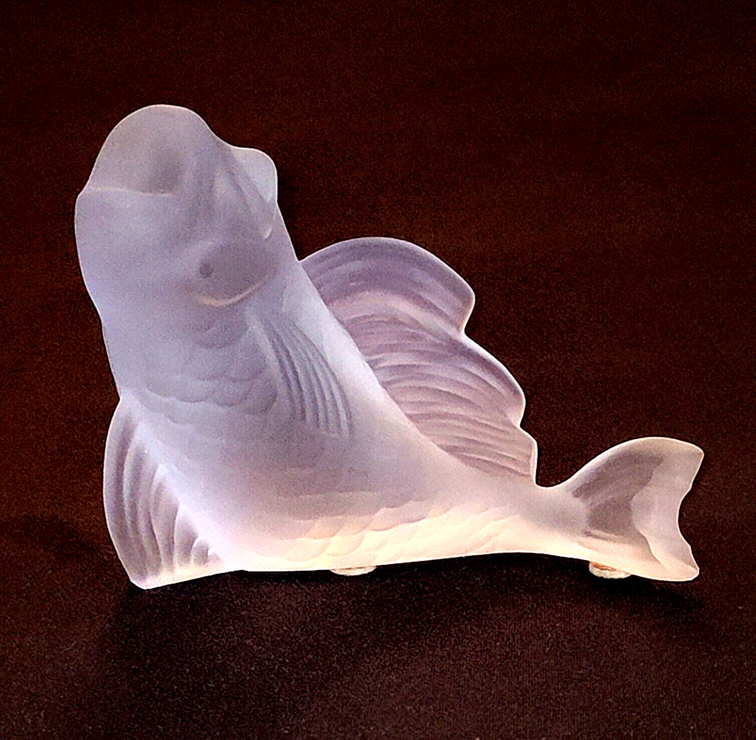BACCARAT FISH FROSTED Lead Crystal Figurine Paperweight-Signed RETIRED