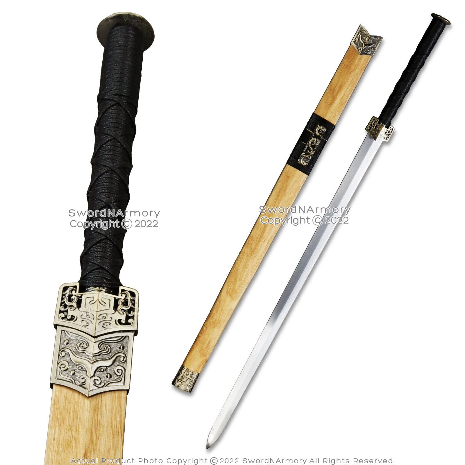 42” Jian Functional 75 Mn Spring Steel Sharp Full Tang Chinese Han Sword Gold