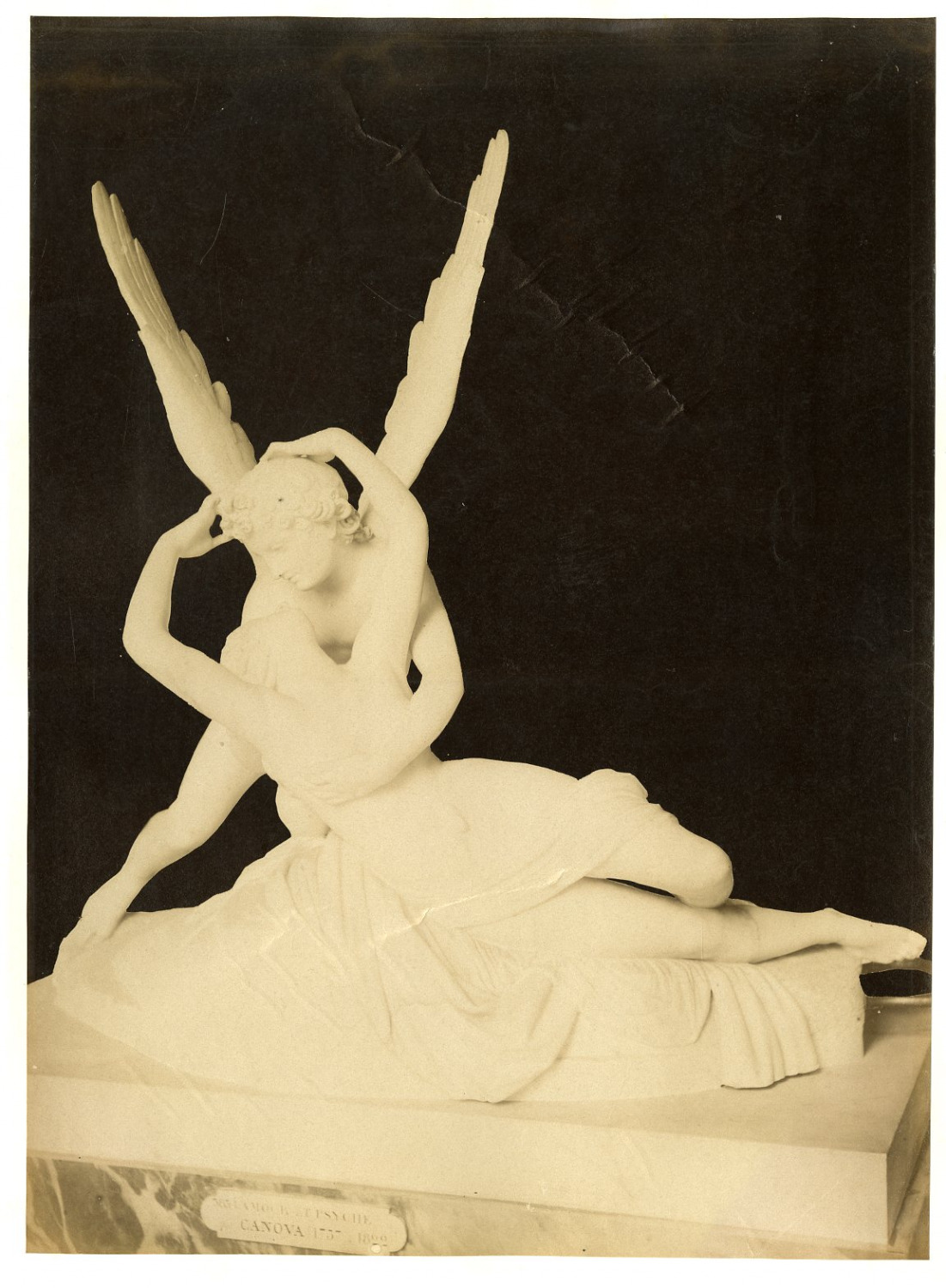 Italy, Psyche Revived by Cupid's Kiss Vintage Albumen Print.  Albumin Print