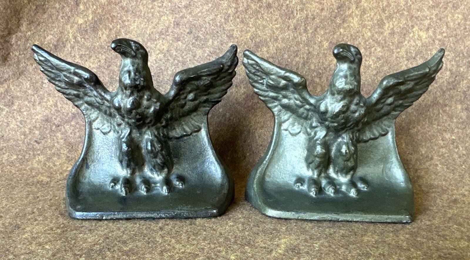 VINTAGE Solid Cast Bronze AMERICAN EAGLE BOOKENDS ~ Small 3-1/2\