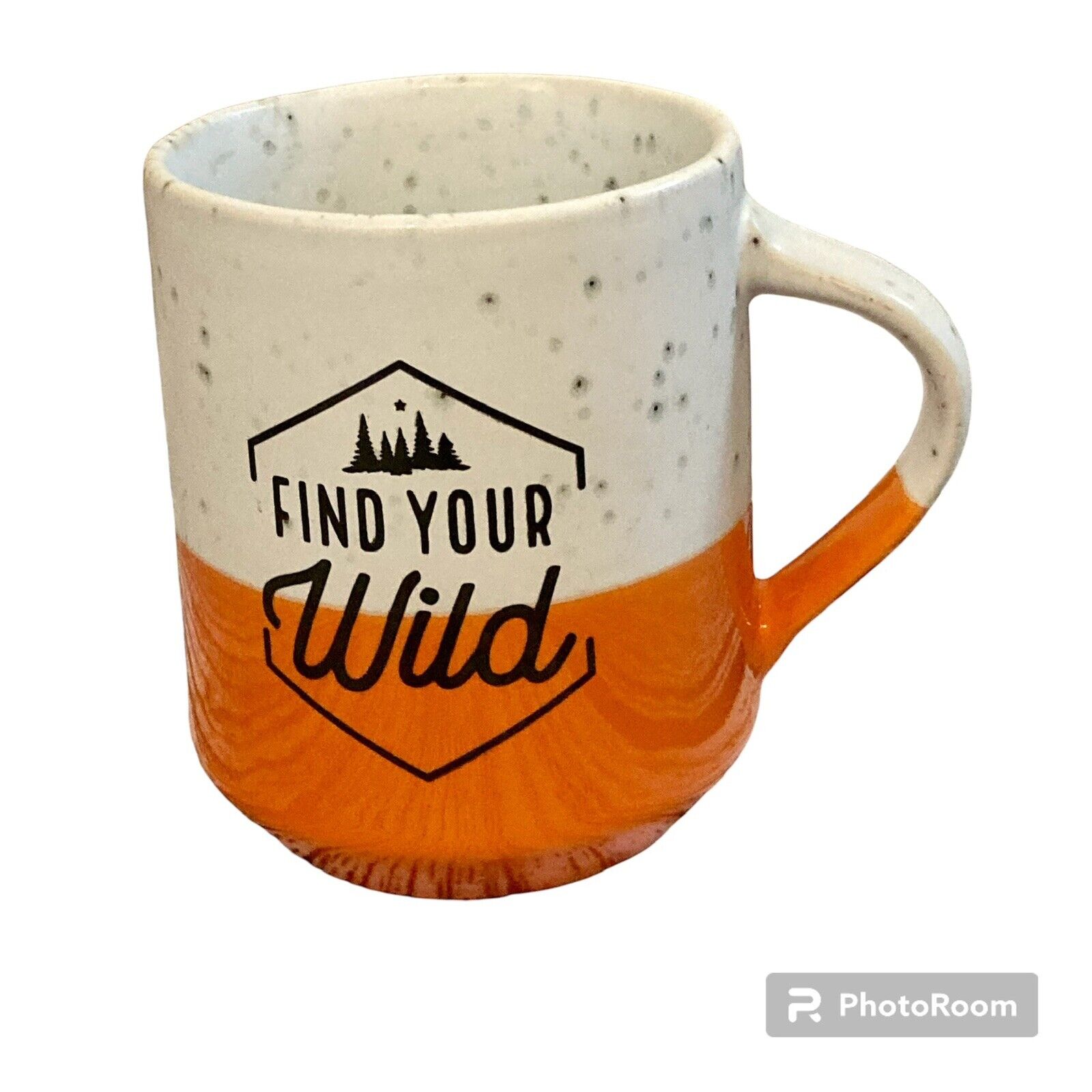 Caribou Coffee 14oz. Orange White Find Your Wild Coffee Tea Cup Mug 