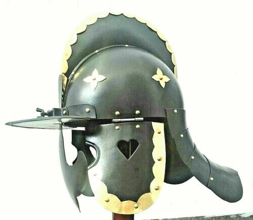 MEDEIVAL ANCIENT TIMES WARRIOR BATTLE HELMET IN BLACK FINISH (WITHOUT STAND)