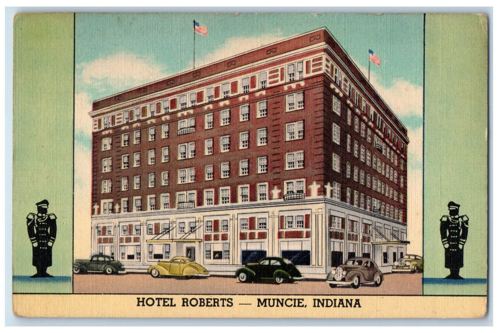 c1940\'s Dining Rooms, Hotel Roberts Muncie Indiana IN Unposted Postcard