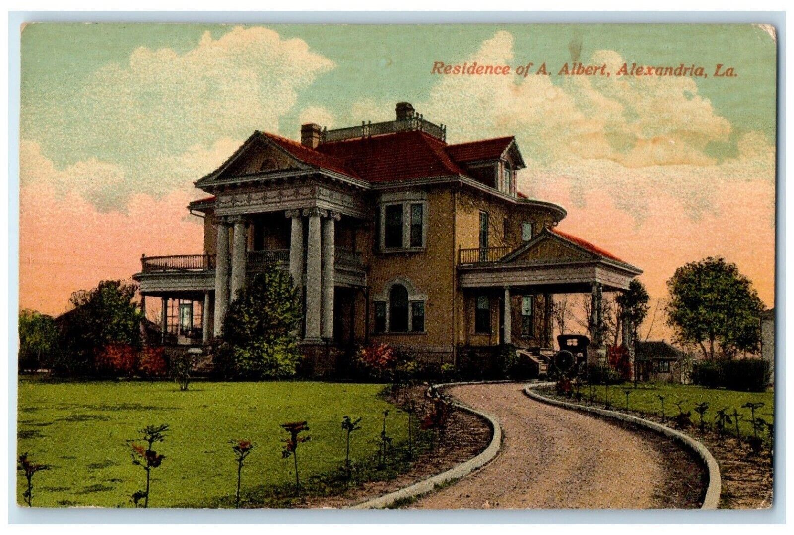 c1910 Exterior View Residence A. Albert Alexandria Louisiana LA Vintage Postcard