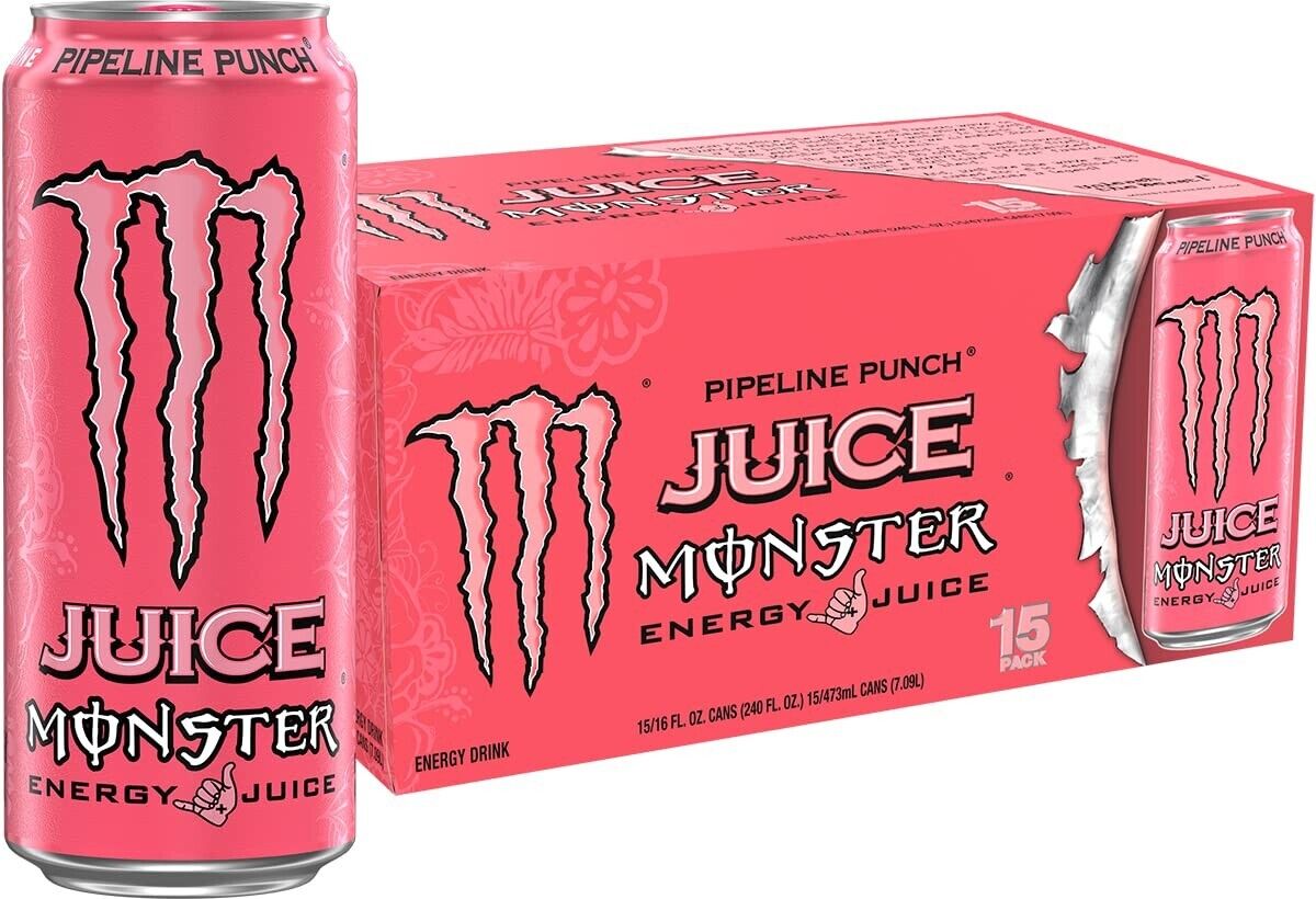 Monster Energy Juice Pipeline Punch, Energy + Juice, Energy Drink, 16 Ounce