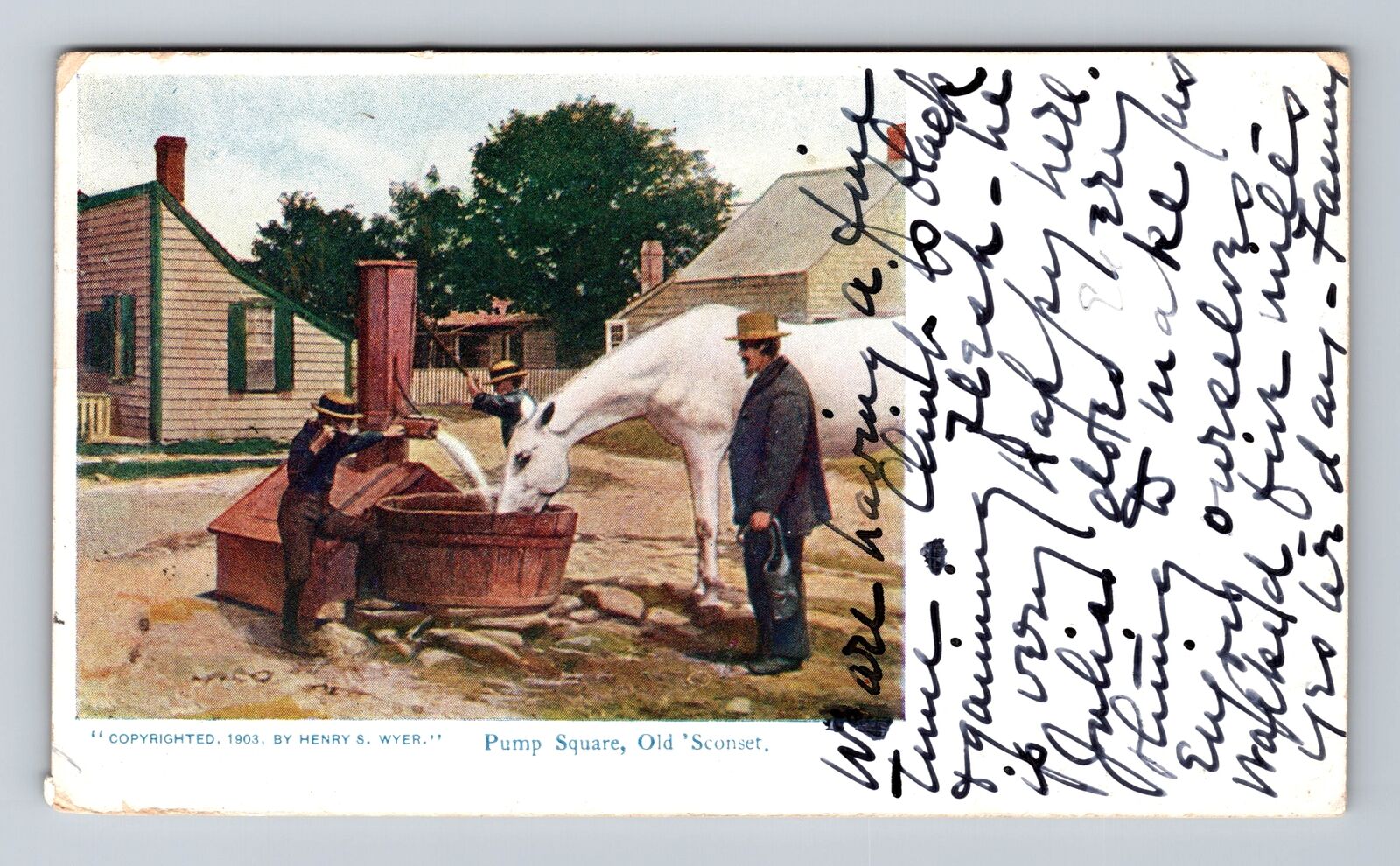 Nantucket MA-Massachusetts, Pump Square, Old 'Sconset, Vintage Postcard