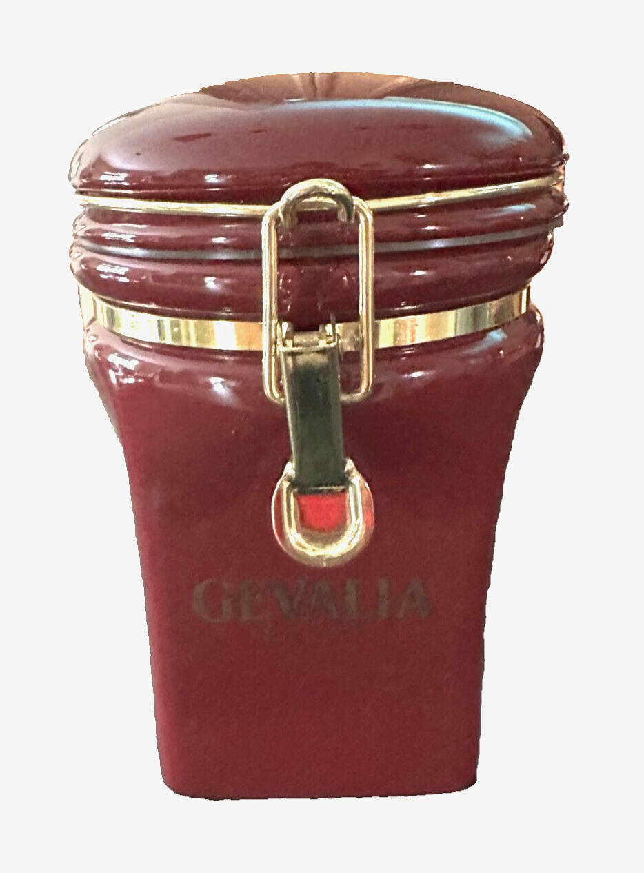 Gevalia Coffee Storage Canister Red Cranberry Wine Kaffe Food Air Tight Seal