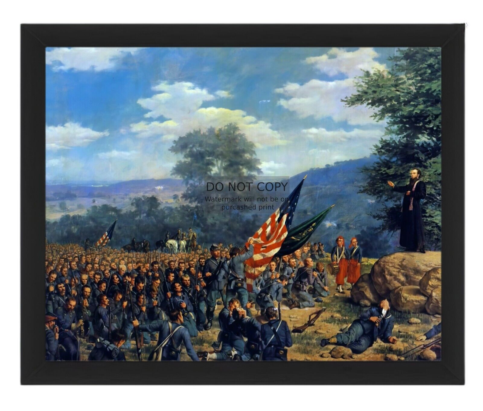 CIVIL WAR FATHER CORBY BLESSING IRISH BRIGADE PAINTING 8X10 FRAMED PHOTO
