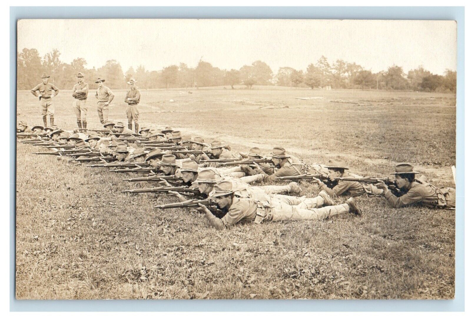 c1910's US Army Rifle Practice Ft. Harrison Indianapolis IN RPPC Photo Postcard
