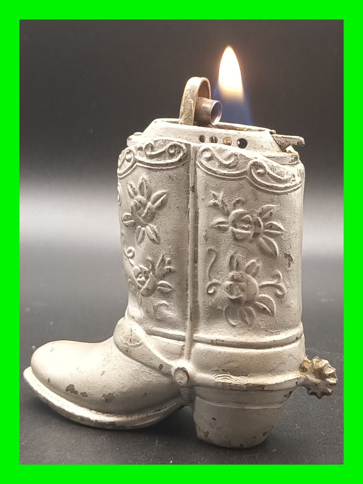 Unique Vintage Cowboy Boot Petrol Table Lighter - In Working Condition