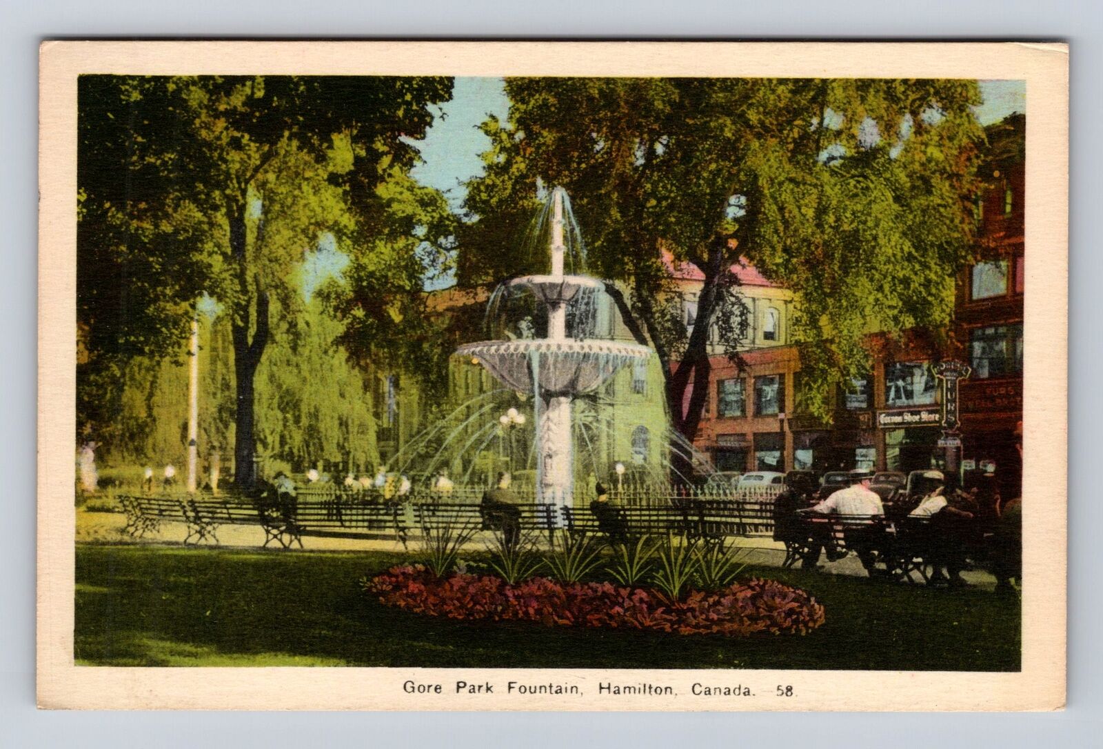 Hamilton Ontario-Canada, Gore Park Fountain, Antique Vintage Souvenir Postcard