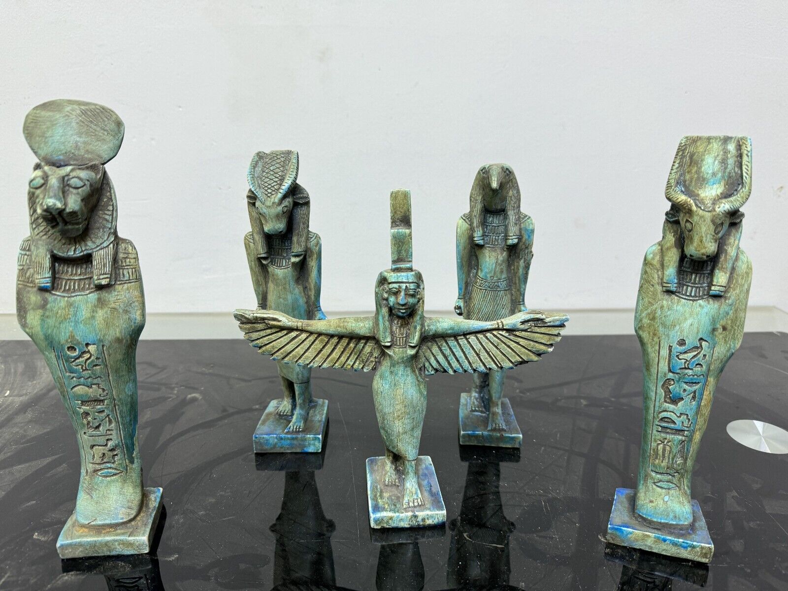 ancient Egyptian antiquities set of 5 pieces Sekhmet Hathor Horus, Queen Isis