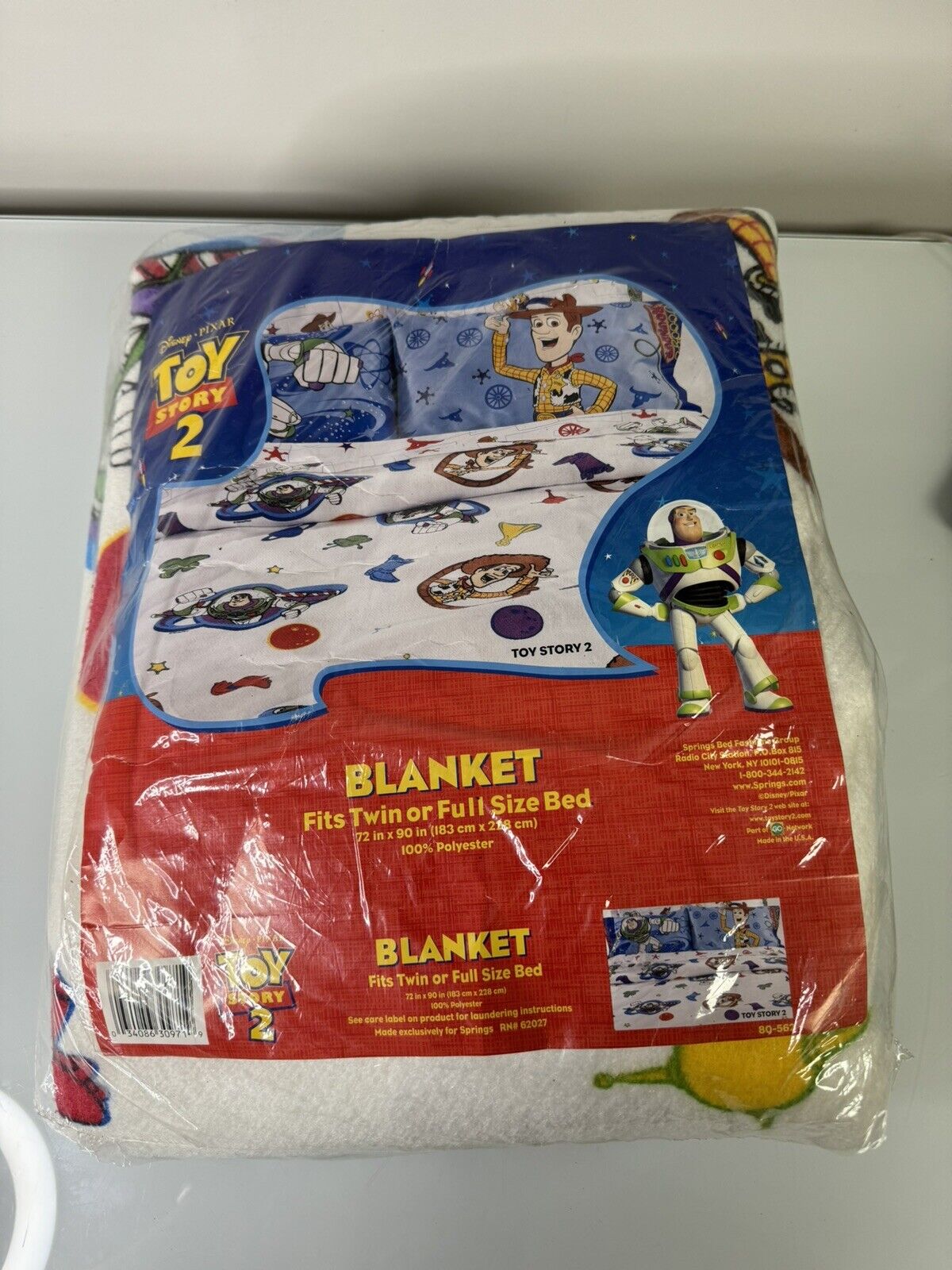 Disney Pixar Toy Story 2 Blanket New In Package Vintage Twin/Full Buzz Woody
