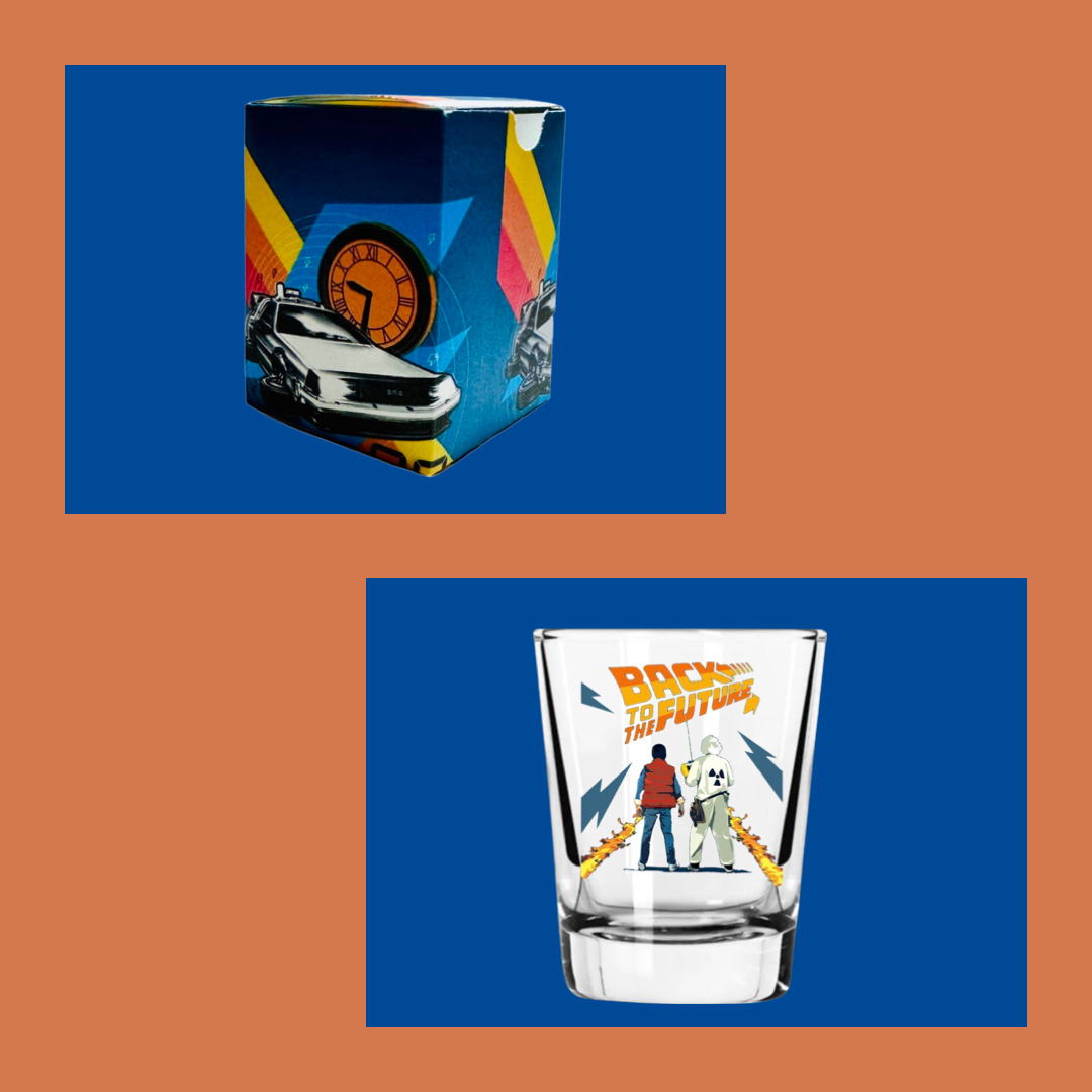 MOVIE Back to the Future,  Set of 4 SHOT GLASSES/Matching Gift Boxes