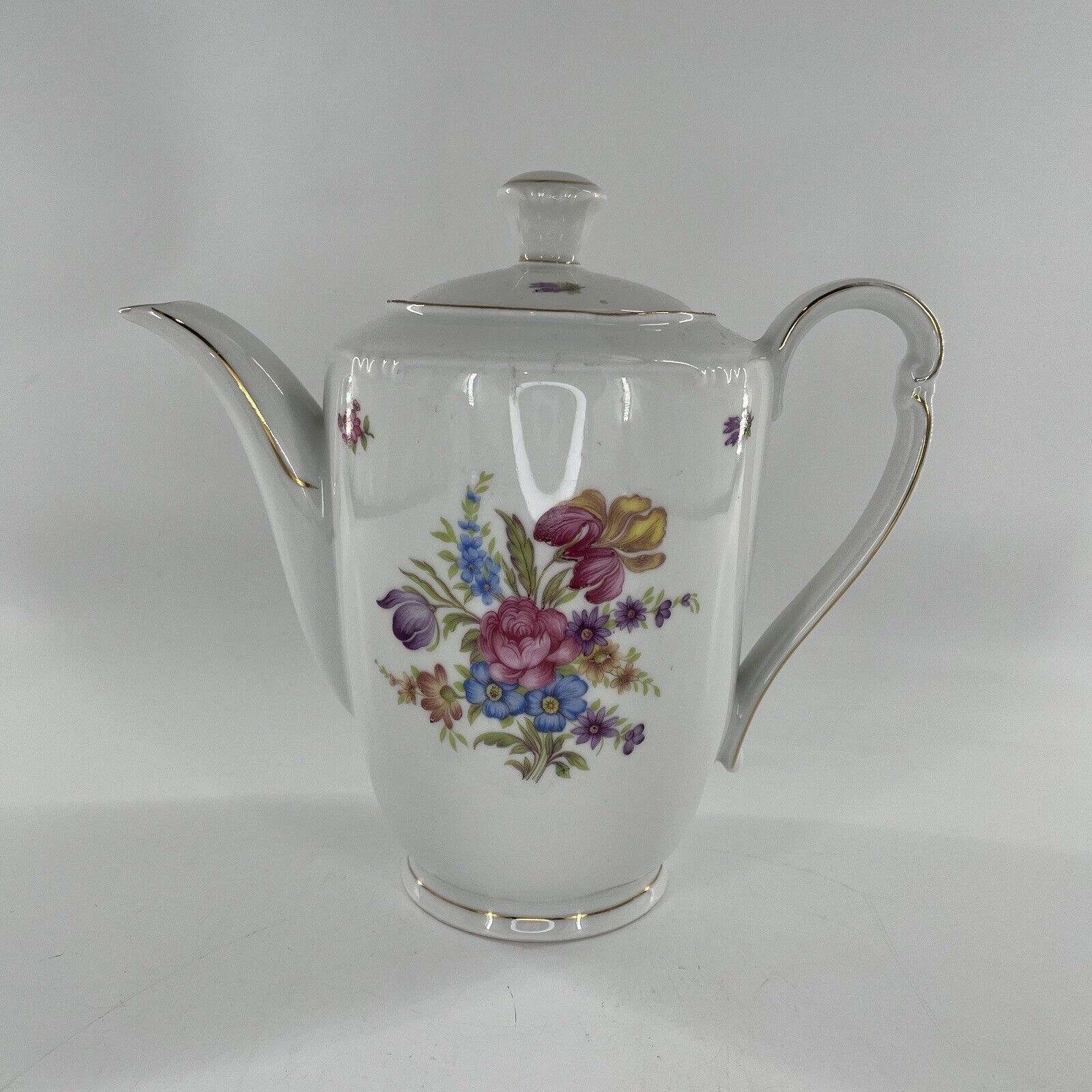 Antique Coffee Pot Footed Floral c 1903-1945 Winterling Bavaria Germany, 9.25