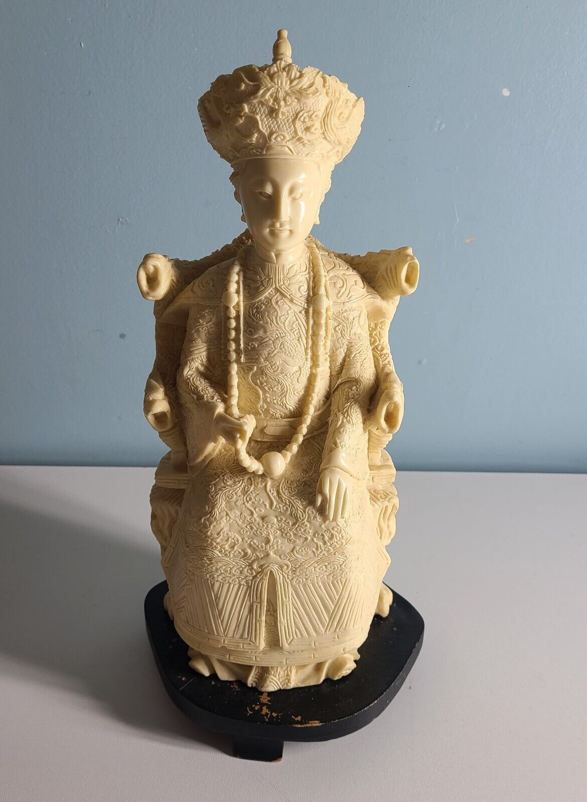 Chinese Thai Southeast Asian Empress on Throne Statue Resin Sculpture Vintage