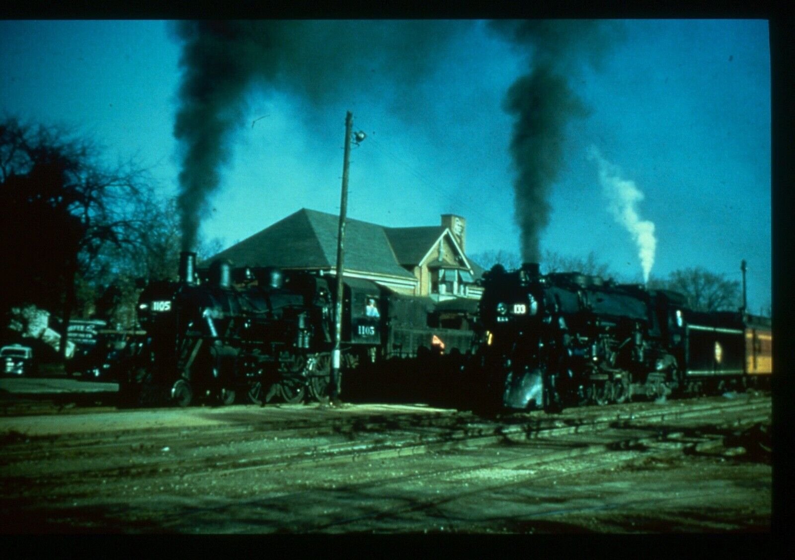 Railroad Slide - Milwaukee Road #1103 #133 Steam Locomotive Train Station