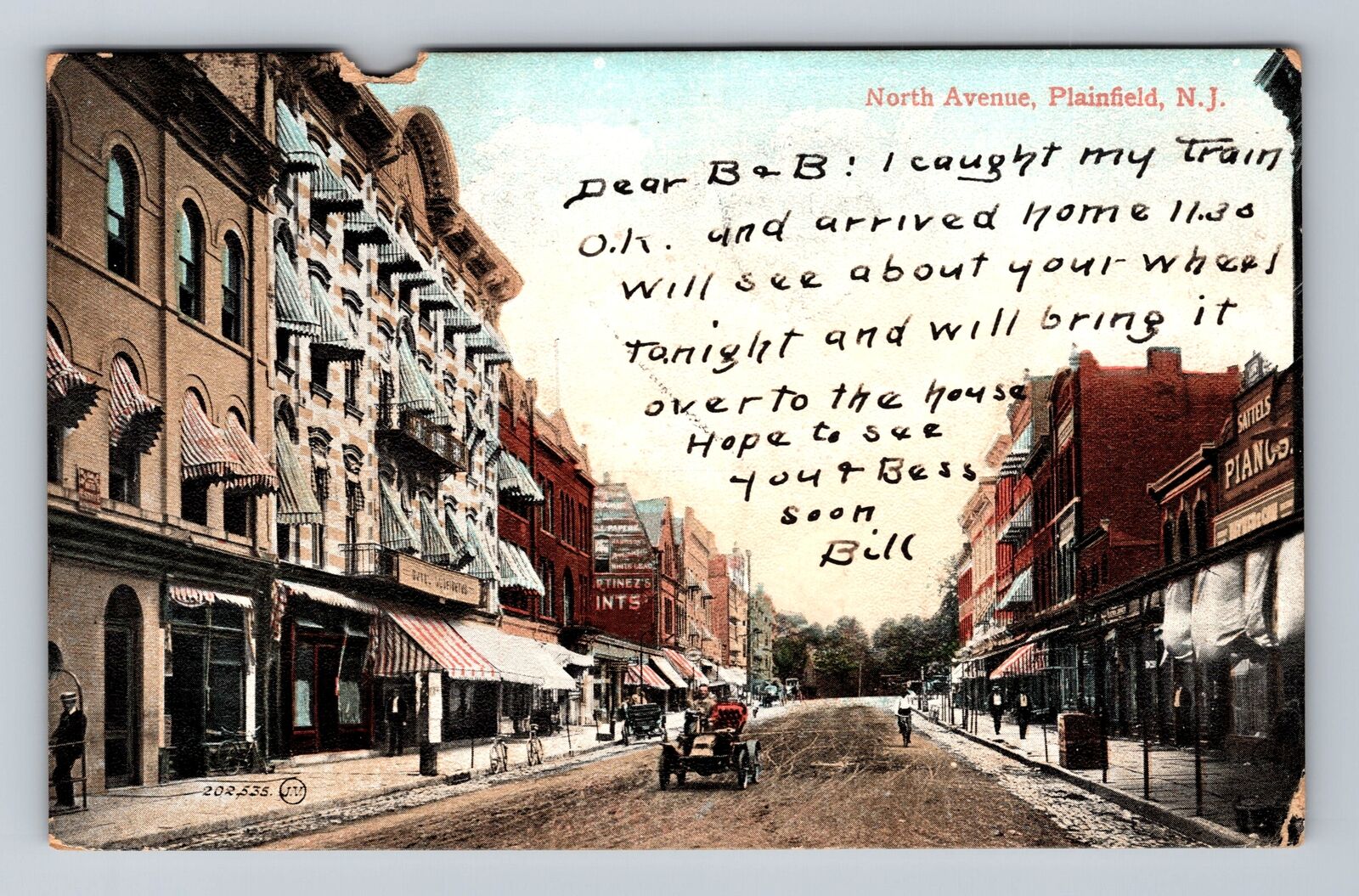 Plainfield NJ-New Jersey, Main Business Area North Avenue Vintage c1907 Postcard