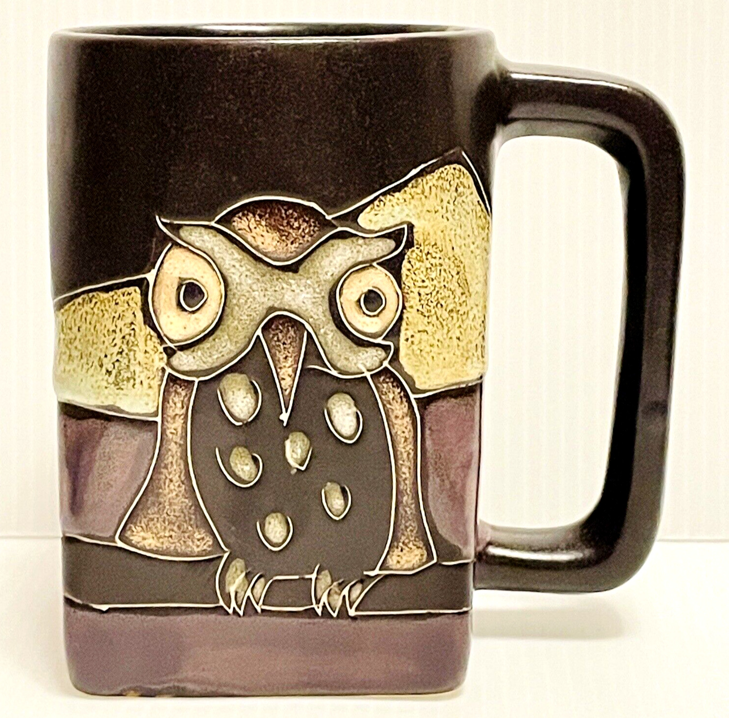 OWL Mara Mexico Coffee Mug Handmade Art Pottery Signed