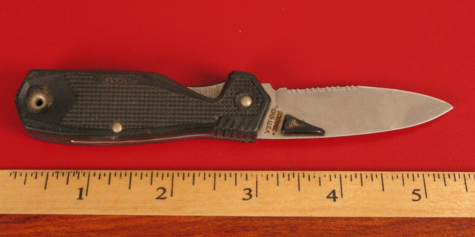 VINTAGE USED SCHRADE CH3 LOCK BLADE SERRATED POCKET KNIFE MADE IN USA 