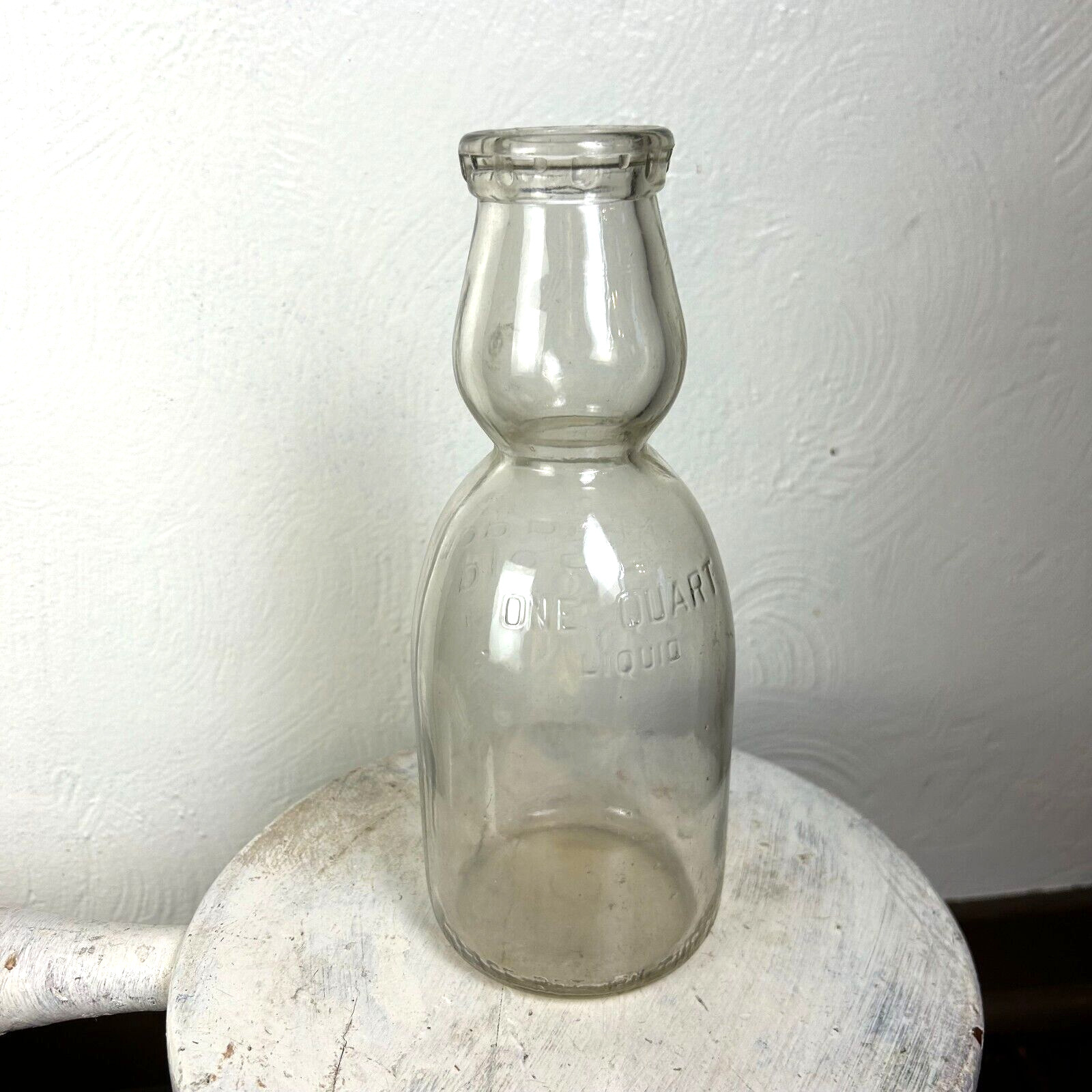 Vintage Glass Milk Bottle Silver Seal Meadow Gold Embossed Quart Milk Creamer
