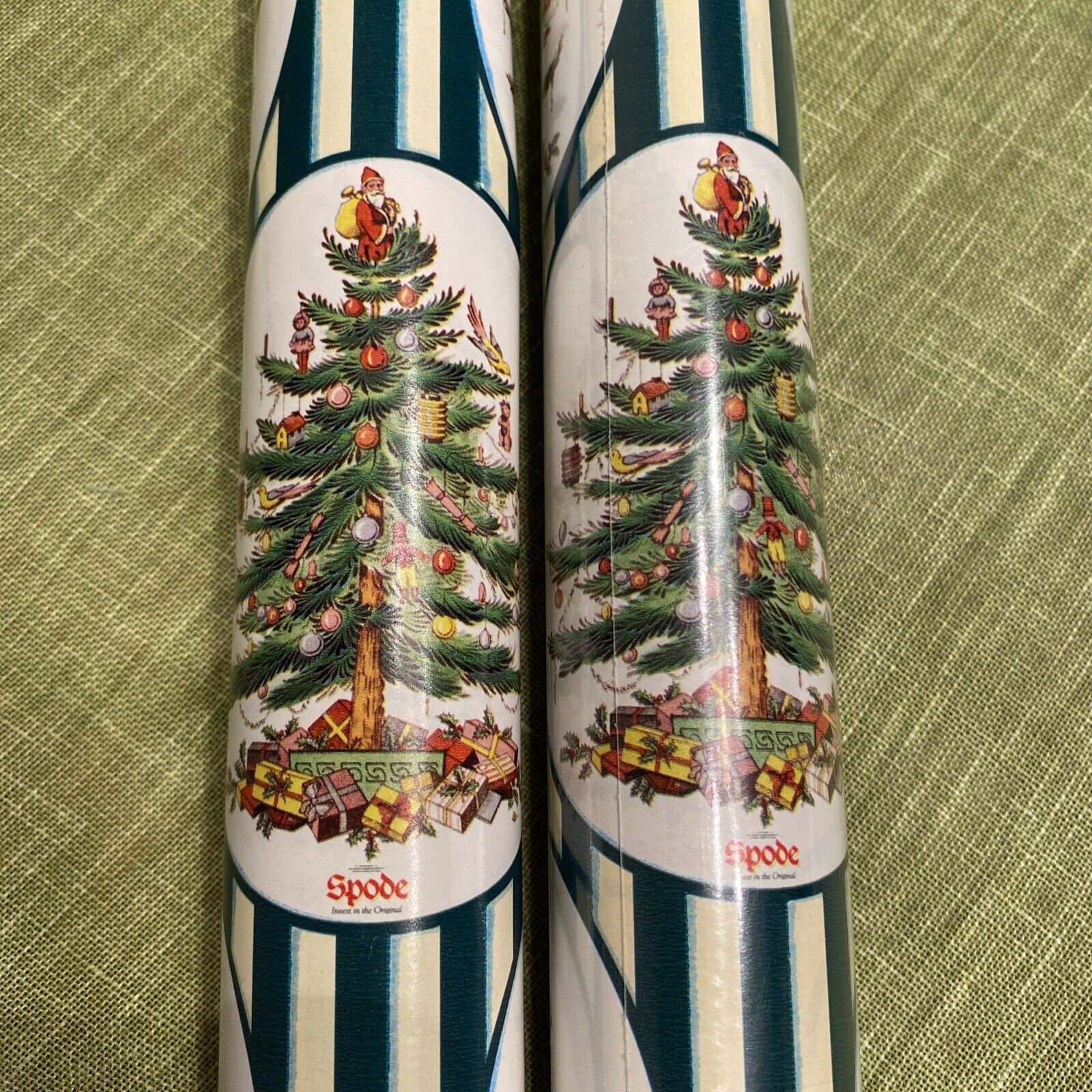RARE Vtg Spode Tree Gift Wrap Wrapping Paper 2 Rolls Pleasantville Colors