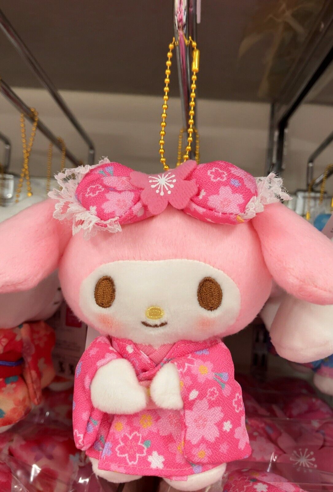 Sanrio Character My Melody Mascot Chain (Sakura Kimono) Pink Plush Doll New