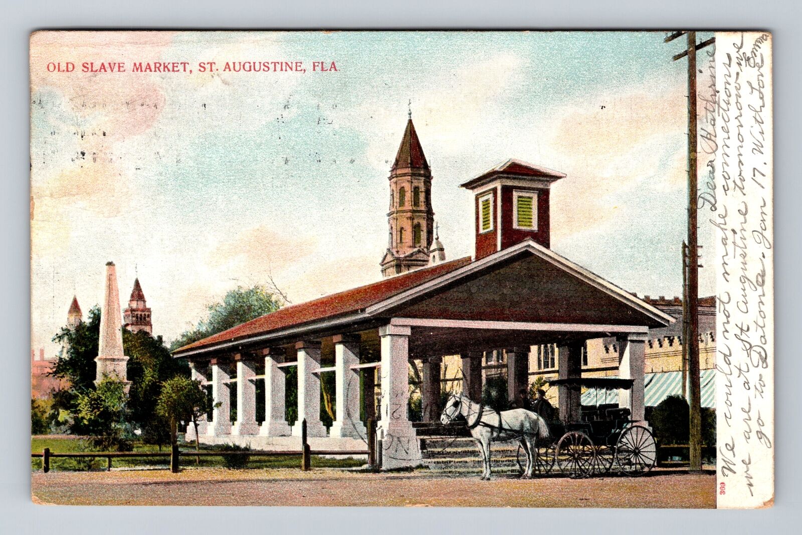 St Augustine FL-Florida, Old Market, Antique, Vintage c1901 Postcard