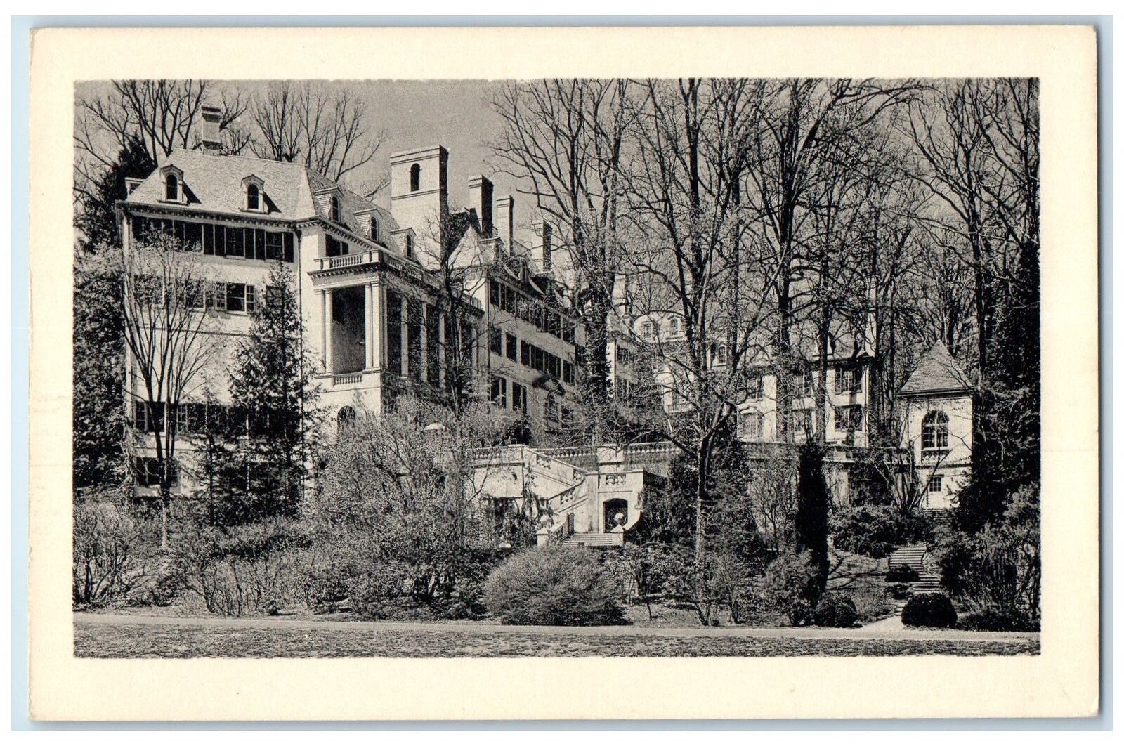 c1940s South View Of Henry Francis Du Pont Meriden Connecticut CT Trees Postcard
