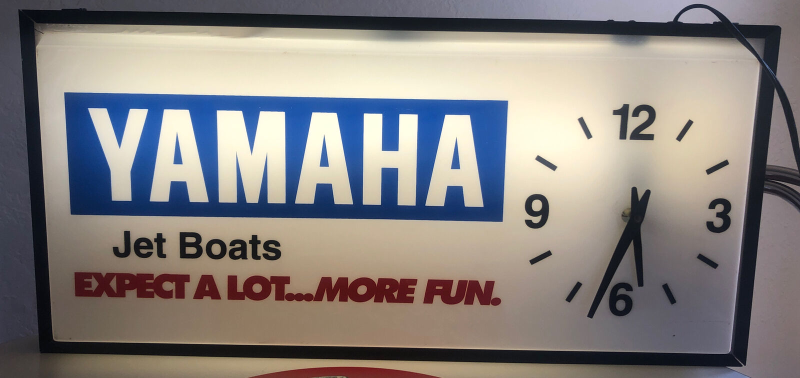 VINTAGE YAMAHA Jet Boat  Dealer Lighted Clock Advertising Sign - Works